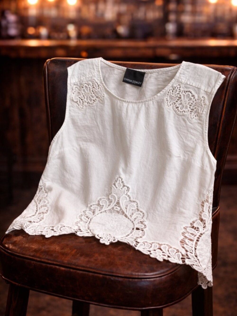 Cynthia Rowley Embroidered Lace Sleeveless Top